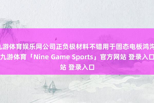 九游体育娱乐网公司正负极材料不错用于固态电板鸿沟-九游体育「Nine Game Sports」官方网站 登录入口